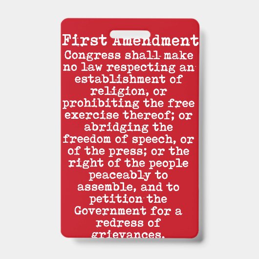 Premier amendement Passe-Presse Badge (Face)