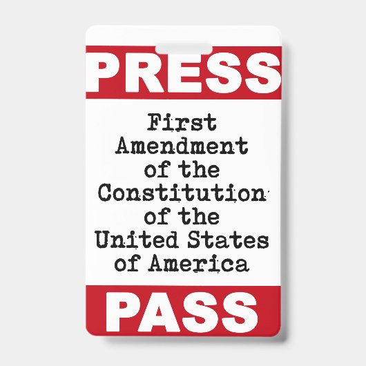 Premier amendement Passe-Presse Badge (Face)