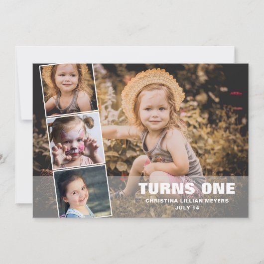 Premier anniversaire 4 photo Collage Carte de nais (Devant)