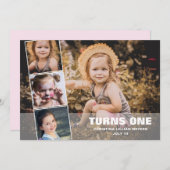 Premier anniversaire 4 photo Collage Carte de nais (Devant / Derrière)