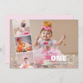Premier anniversaire 4 Photo Collage Faire-part de (Devant / Derrière)