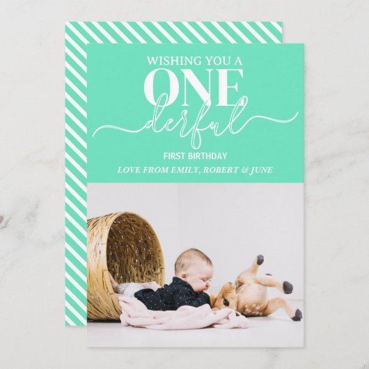 Premier anniversaire Carte de typographie (Devant / Derrière)