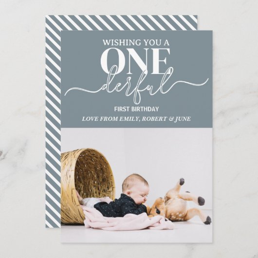 Premier anniversaire Carte de typographie (Devant / Derrière)