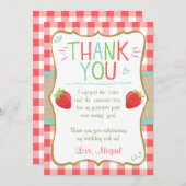 Premier anniversaire de la fraise Carte de remerci (Devant / Derrière)