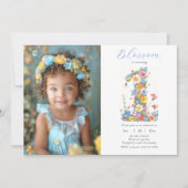 Premier anniversaire Floral Numéro 1 Invitation ph (Devant)