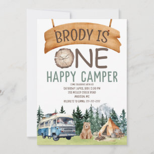 PREMIER Anniversaire Happy Camper Invitation
