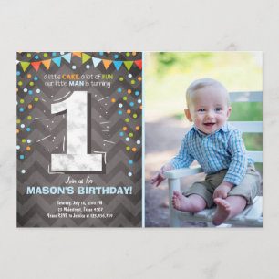Premier anniversaire Invitation garçon One Chalk V