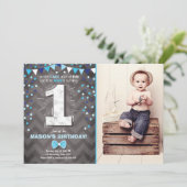 Premier anniversaire Invitation garçon One Navy Bl (Debout devant)
