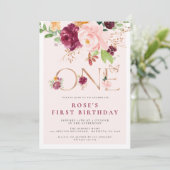 Premier anniversaire Invitation safran Rose Papill (Debout devant)