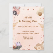 Premier anniversaire Invitation Thème de voiture (Devant)