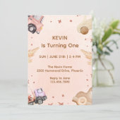 Premier anniversaire Invitation Thème de voiture (Debout devant)