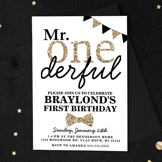 Premier anniversaire M. Onederful Invitation