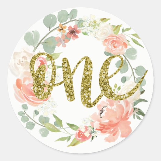 Premier Anniversaire Pink Gold Floral Sticker Wrea (Devant)