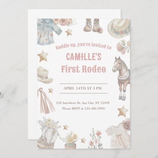 Premier Anniversaire, Première Invitation Rodéo, C (Devant / Derrière)