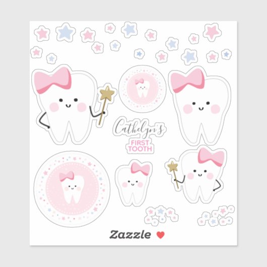 Premier bébé fille de la dent de stickers ou Stick (Feuille)