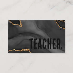Premier Black en Gold Glitter Agate Minimalist Visitekaartje