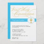 Premier bleu des invitations | de communion de (Devant / Derrière)