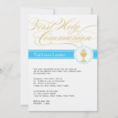 Premier bleu des invitations | de communion de (Devant)