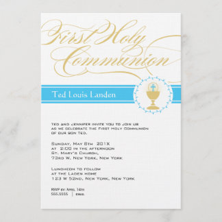 Premier bleu des invitations | de communion de