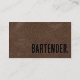 Premier Bruine Nep Leer Bartender Visitekaartje