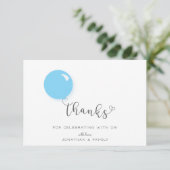 Premier Carte de remerciements Bleu Bleu d'anniver (Debout devant)