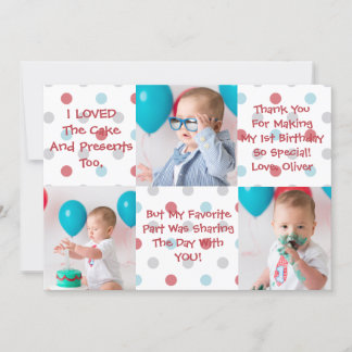 Premier carte de remerciements d'anniversaire