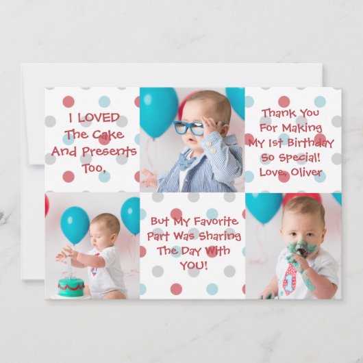 Premier carte de remerciements d'anniversaire (Devant)