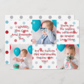 Premier carte de remerciements d'anniversaire (Devant / Derrière)