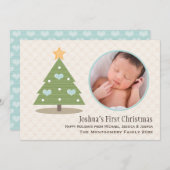 Premier Carte photo d'arbre de Noël de Bébé bleu (Devant / Derrière)
