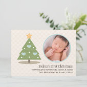 Premier Carte photo d'arbre de Noël de Bébé bleu (Debout devant)