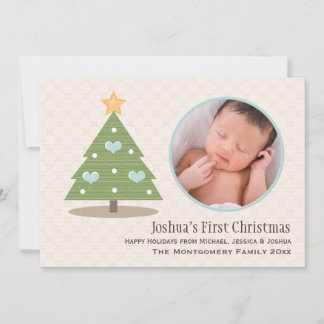 Premier Carte photo d'arbre de Noël de Bébé bleu