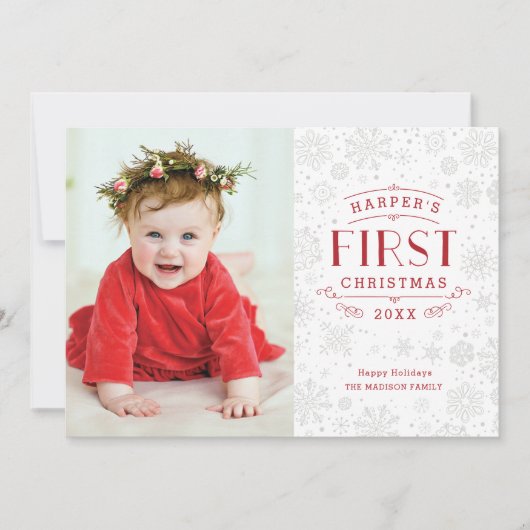 Premier Carte photo de Noël du bébé (Devant)