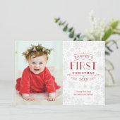 Premier Carte photo de Noël du bébé (Debout devant)
