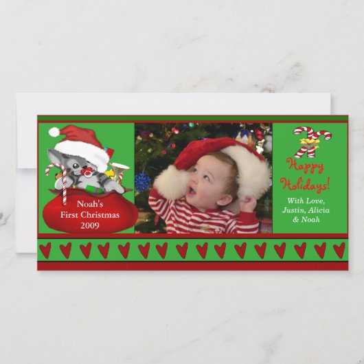 Premier carte photo de Noël du bébé (Devant)