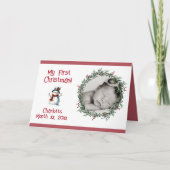 Premier Carte photo de Noël du bébé avec nom (Devant)