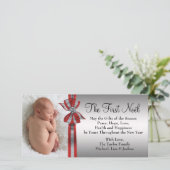 Premier Carte photo de Noël du bébé en argent roug (Debout devant)