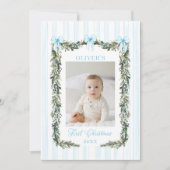 Premier Carte photo de Noël du bébé garçon (Devant)