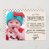 Premier Carte photo de Saint Valentin pour bébé (Devant / Derrière)