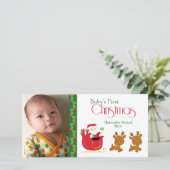 Premier carte photo de traîneau père Noël de Noël  (Debout devant)