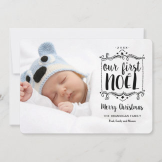 Premier carte photo de vacances de Joyeux Noël de