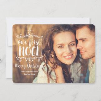 Premier carte photo de vacances de Joyeux Noël de
