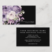 Premier Cartes de visite floraux violets noirs (Devant / Derrière)