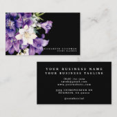 Premier Cartes de visite floraux violets noirs (Devant / Derrière)