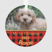 Premier chèque noir et rouge de Noël de chiot (dos)