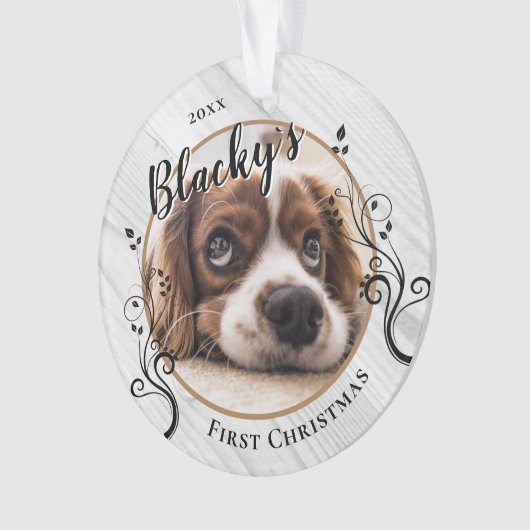 Premier chiot Noël Bois de feuillage Nom du chien  (devant)