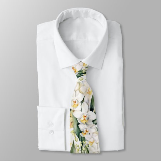Premier Cravate blanc Orchidées Formel Sharp (Attaché)