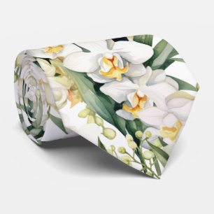 Premier Cravate blanc Orchidées Formel Sharp