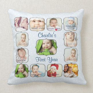 Premier ęr coussin de collage de photo de l'année