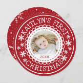 Premier Faire-part de naissance de Noël du bébé (Devant / Derrière)