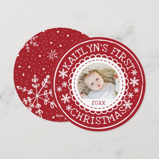 Premier Faire-part de naissance de Noël du bébé (Devant / Derrière)